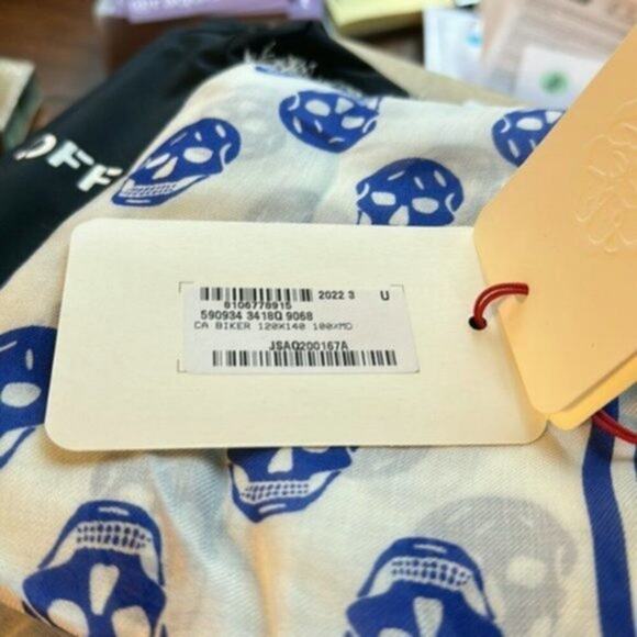 Alexander McQueen skull print wraparound-style scarf blue and white - Picture 5 of 7